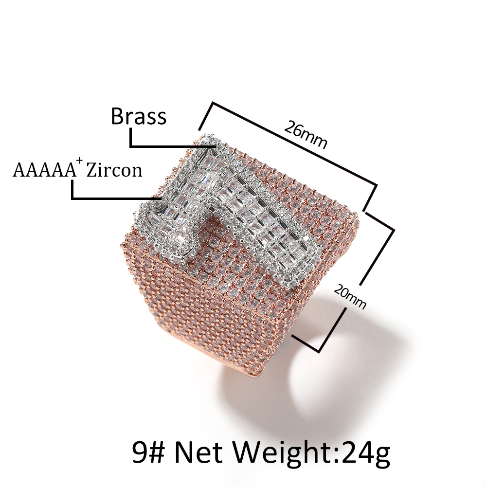 Uwin Big Square Custom Rings T - đánh giá và giá Initial Ring Custom