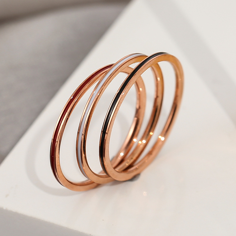 Titanium Steel Rose Gold Color - đánh giá và giá Initial Ring Custom